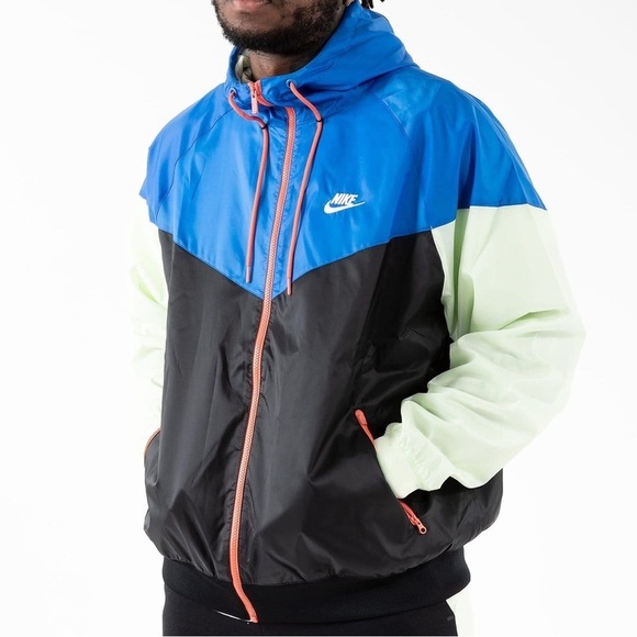 Nike Other - Nike Sportswear Windrunner Hooded Zip Up Jacket Athletic Retro Blue Black XL